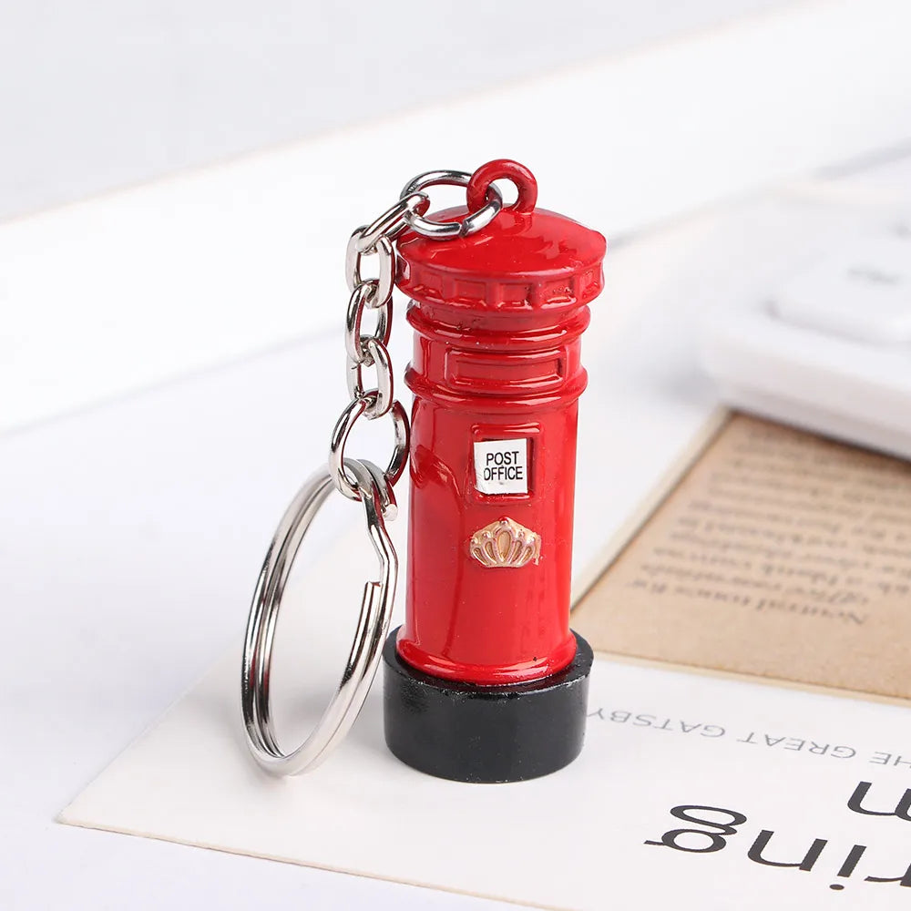 London Bus & Telephone Booth Key Chain | Fashion Key Ring Fashion Key Chain PLUSH Mail box WHITE 6 cm
