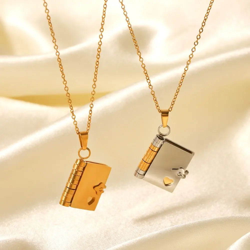 Heart Book Locket Necklace – Waterproof Couple Pendant Gift Locket Pendant Necklace PLUSH