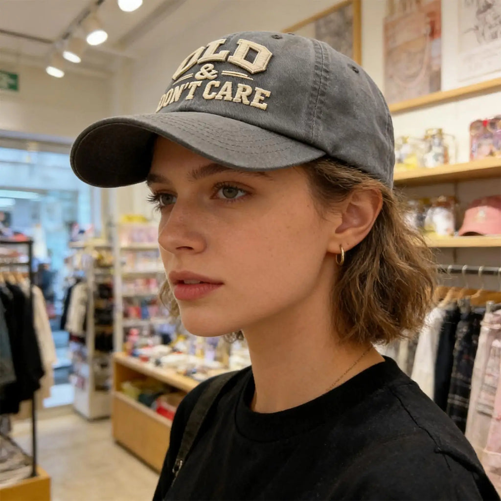"OLD Don't Care" Embroidered Retro Washed Baseball Cap Baseball Cap PLUSH