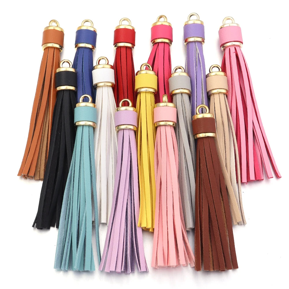 4pcs 10cm PU Leather Colorful Tassel Pendants – DIY Jewelry Tassel Jewelry Charm PLUSH