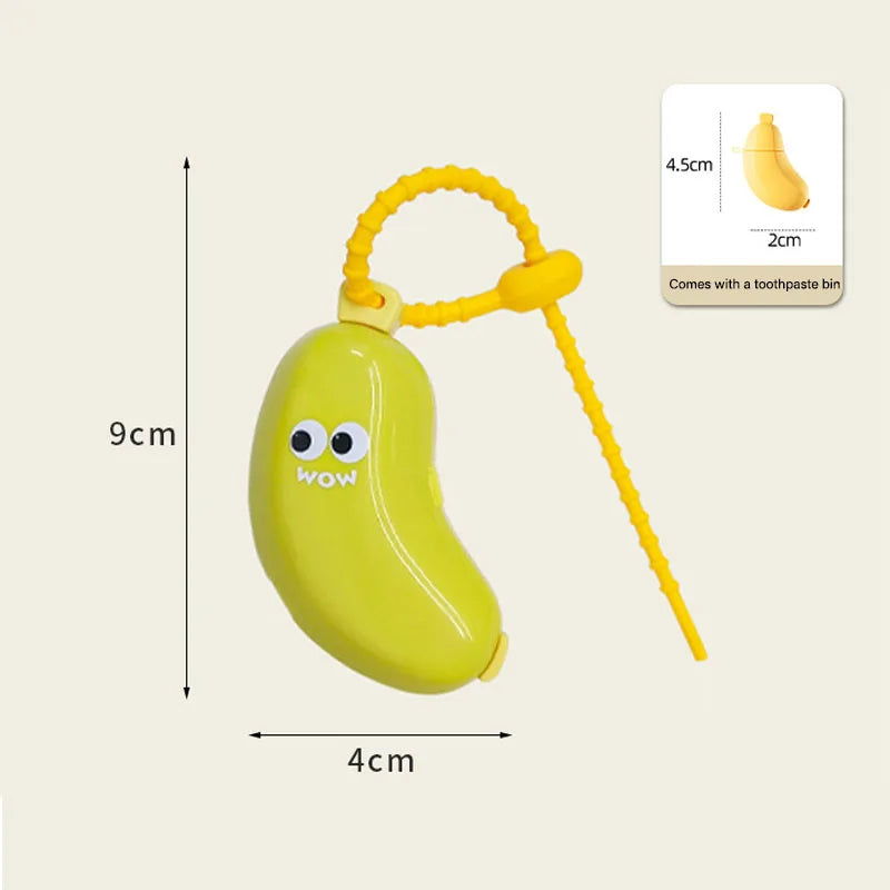 Banana Toothbrush Cap & Toothpaste Storage Box for Travel Toothbrush Travel Case PLUSH Green