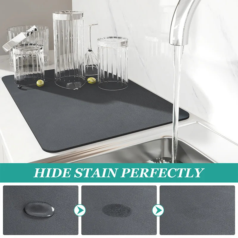 Diatom Mud Kitchen Drying Mat | Absorbent Dish Drain Pad Kitchen Drying Mat PLUSH