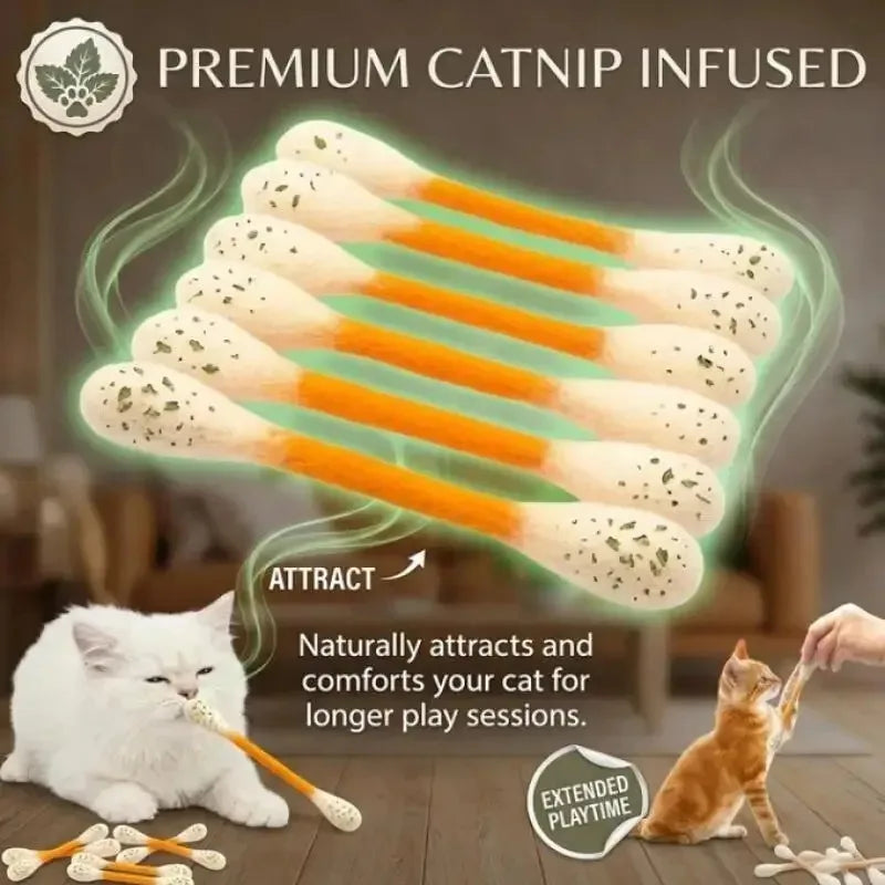 Giant Catnip Cotton Swab Cat Chew Toy – 1 to 8 Pack Cat Chew Toy PLUSH