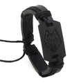Men's Retro Wolf Charm Leather Bracelet – Adjustable Black Leather Charm Bracelet PLUSH Black