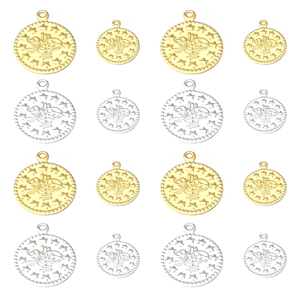 50-100pcs Vintage Embossed Iron Coin Pendants Gold Silver DIY Jewelry Coin Pendants PLUSH