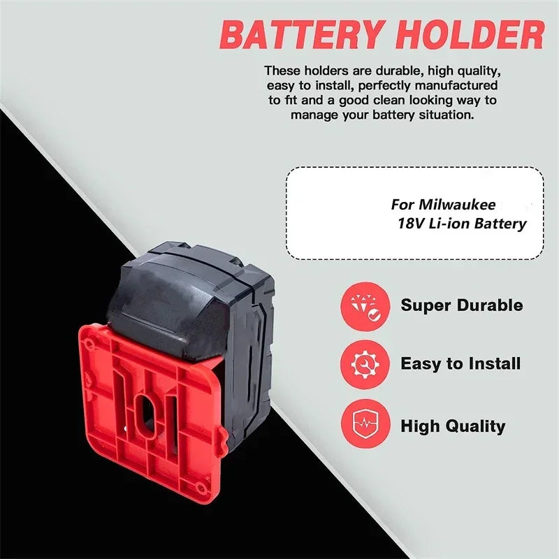 18V Battery Wall Mount Holder – Makita, DeWalt & Milwaukee Battery Storage Holder PLUSH