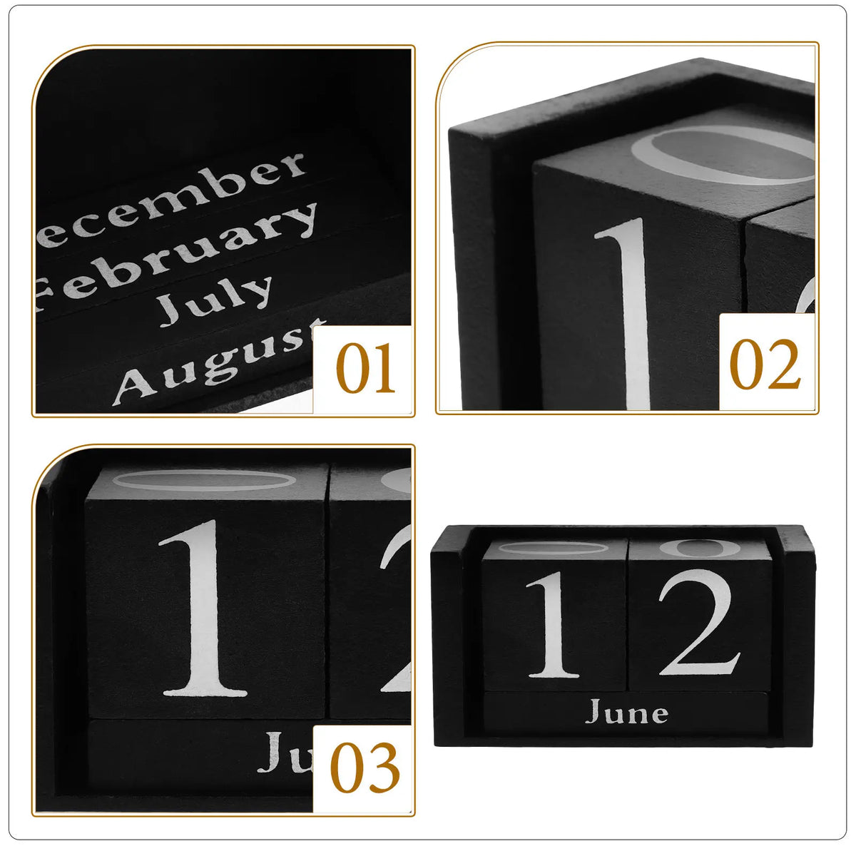 Vintage Wooden Block Flip Calendar – Reusable Desk Décor Desk Block Calendar PLUSH