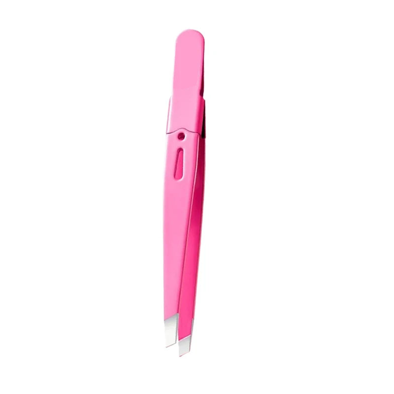 Pink Stainless Steel Slant-Tip Eyebrow Tweezers | Precision Eyebrow Tweezers PLUSH Rose Red