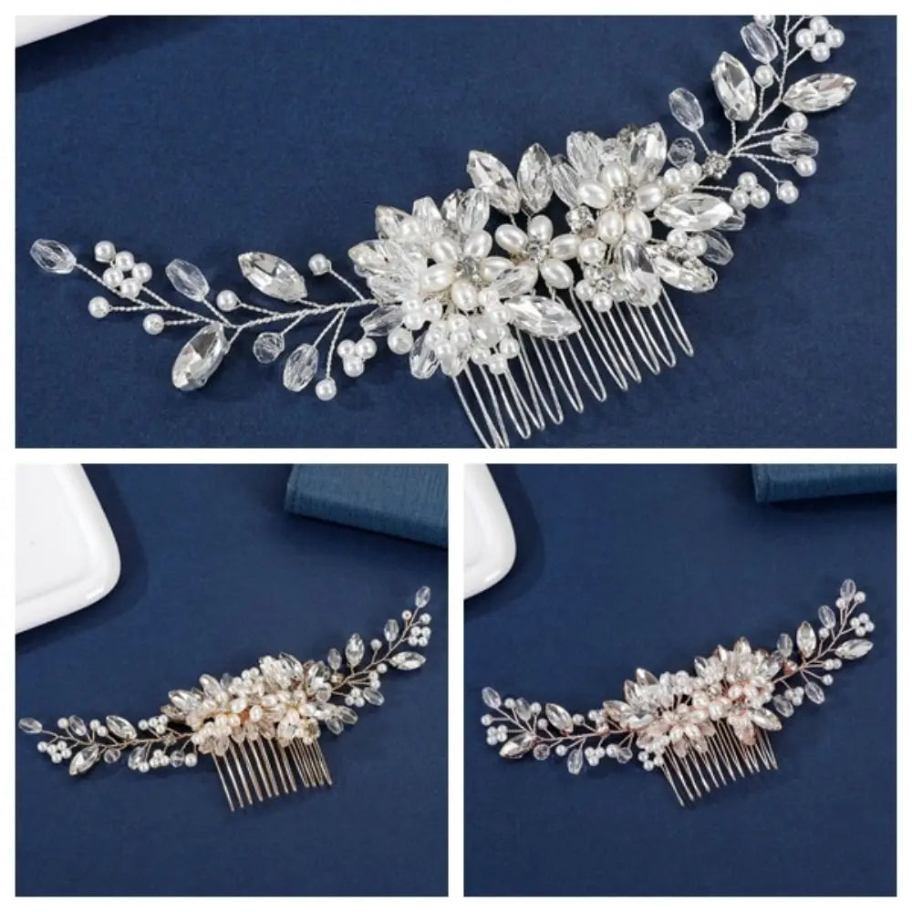 Pearl Flower Bridal Hair Comb – Sparkling Wedding Headpiece Bridal Hair Comb PLUSH