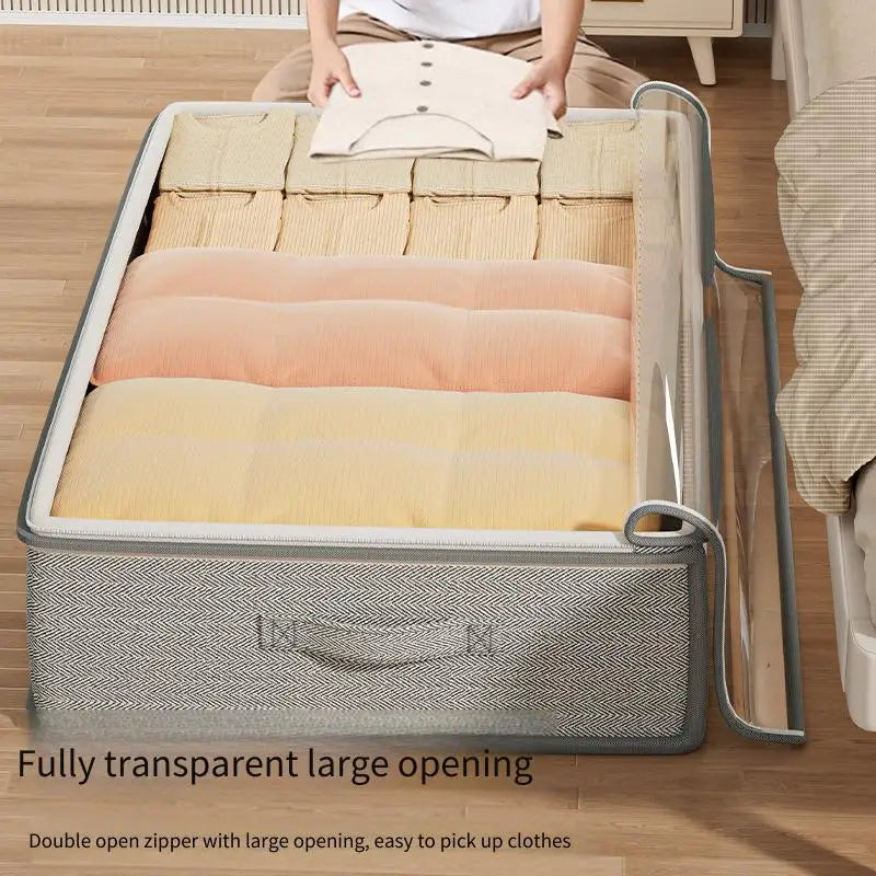 Under Bed Storage Box – Flat Drawer Quilt & Clothes Organizer Under Bed Organizer PLUSH
