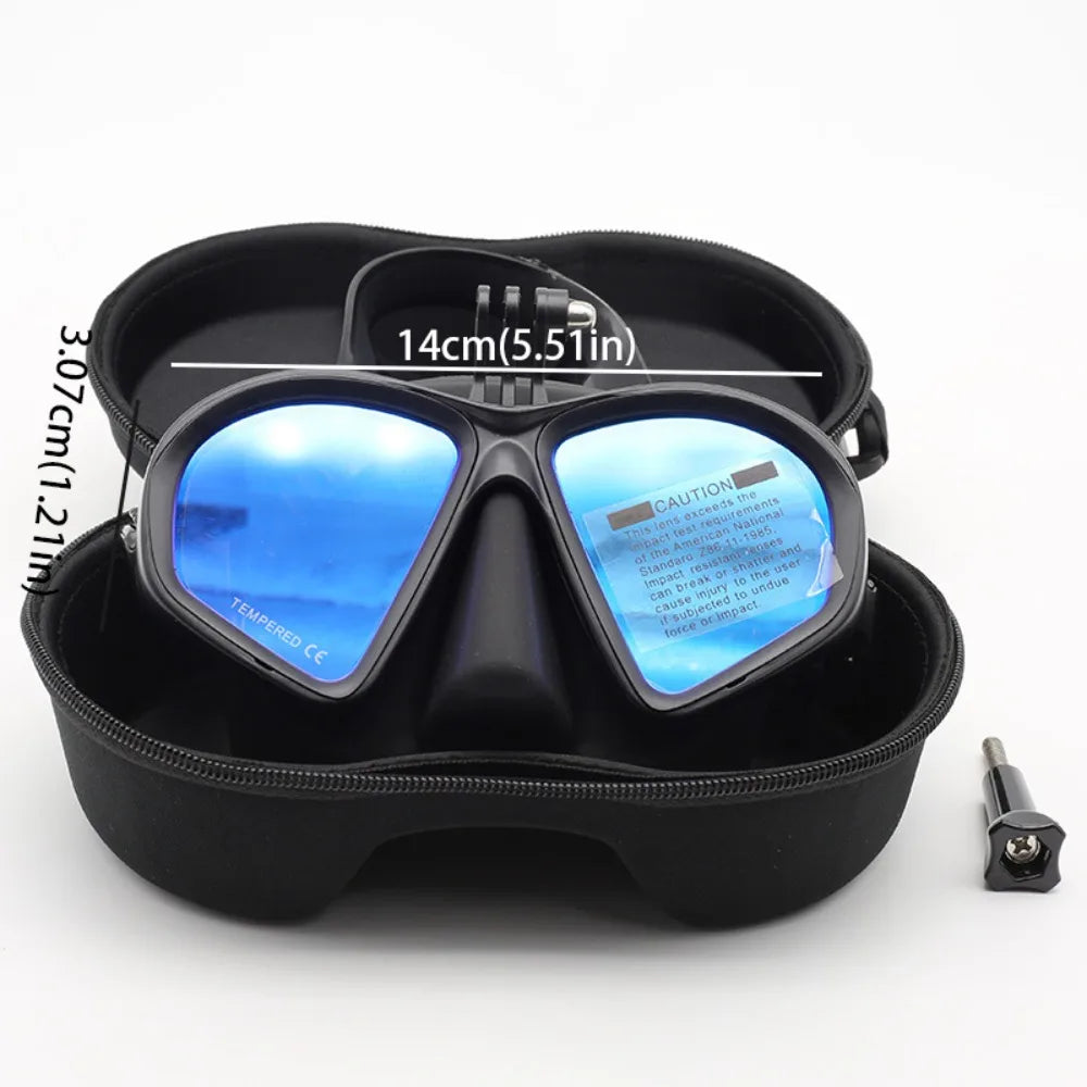 Tempered Glass Freediving Mask & Snorkel Set – Low Volume Freediving Mask Set PLUSH Blue and black