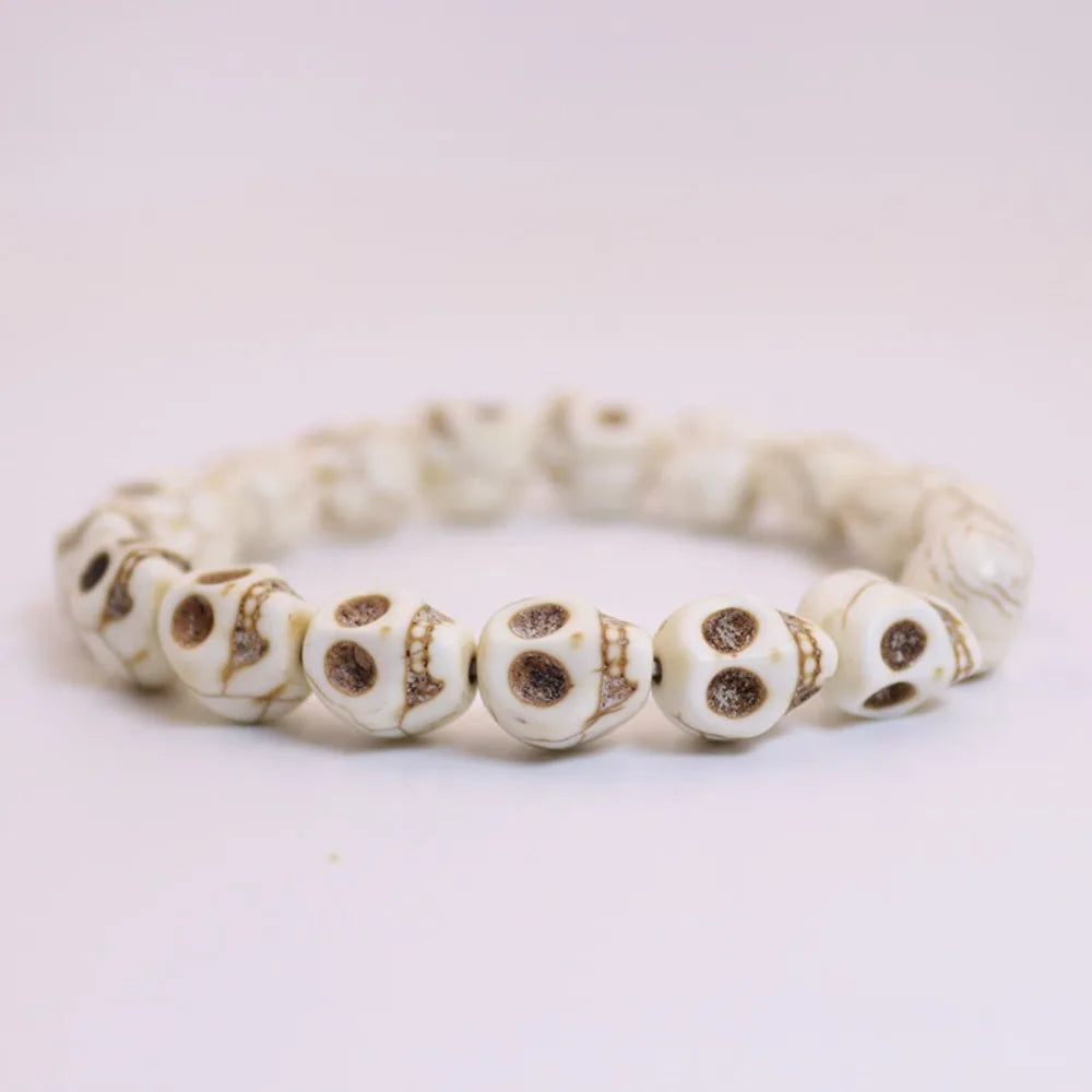 Skull Beaded Bracelet Punk Elastic Skeleton Bangle Unisex Beaded Bracelet PLUSH