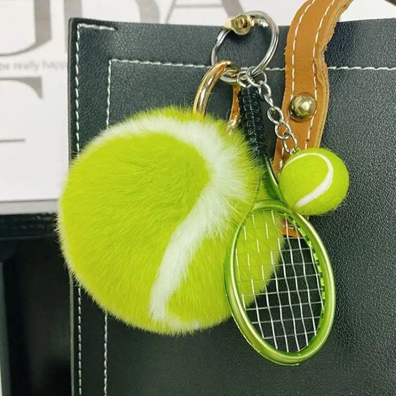 Tennis Ball Plush Keychain – Cute Cartoon Fur Bag Pendant Plush Keychain Charm PLUSH A3