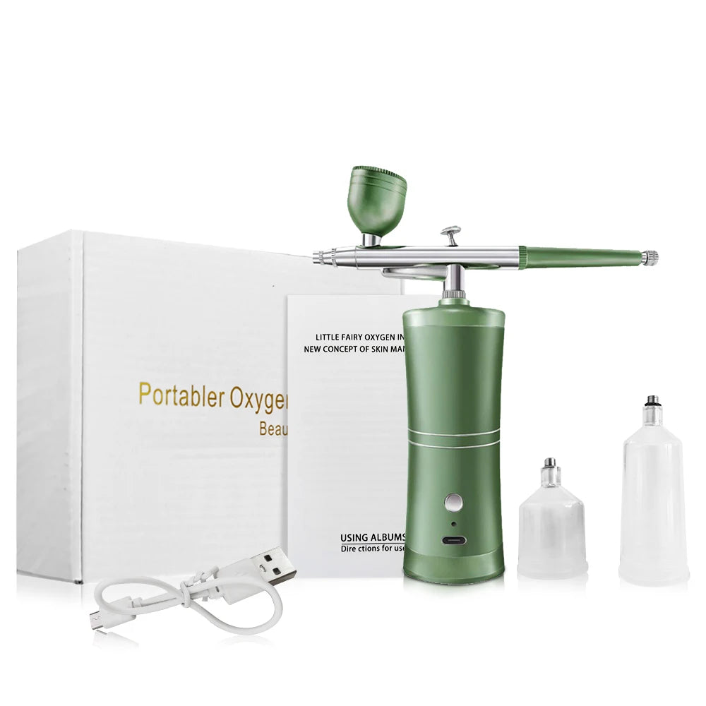 Wireless Airbrush Kit with Compressor – 0.3mm Portable Spray Gun Airbrush Spray Kit PLUSH Green