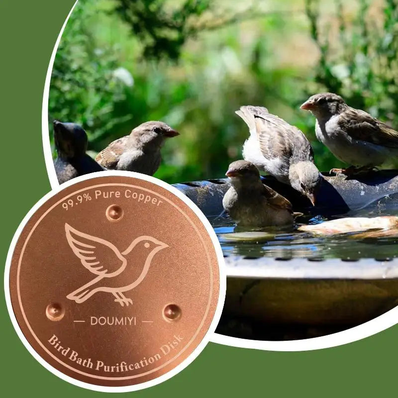 Pure Copper Bird Bath Purification Disk | Algae-Inhibiting Bird Bath Accessory PLUSH