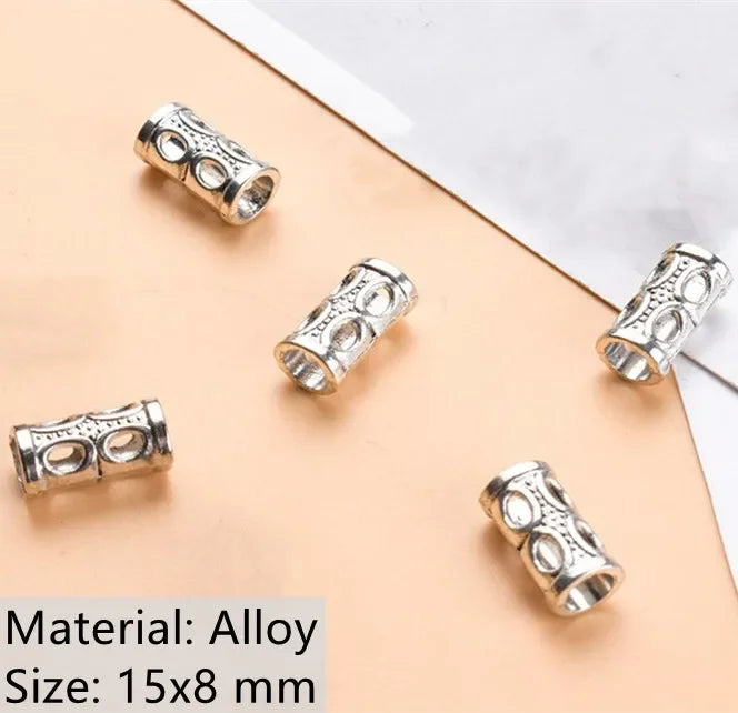 5pcs Viking Dreadlock Beads – Antique Silver & Gold Hair Rings Hair Braid Beads PLUSH 5pcs C