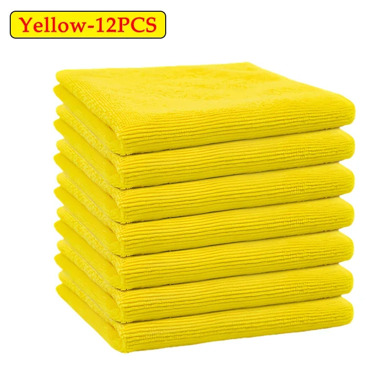 Microfiber Car Wash & Cleaning Towels – 12 to 48 Pack Microfiber Cleaning Towels PLUSH Yellow 12PCS