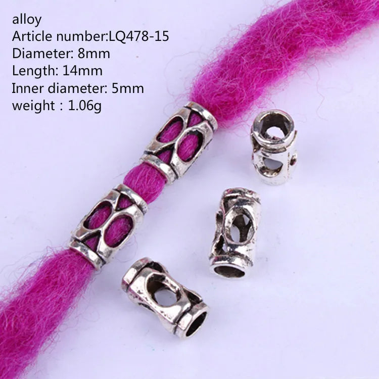 5pcs Silver Viking Dreadlock Hair Beads – Braid Cuffs & Clips