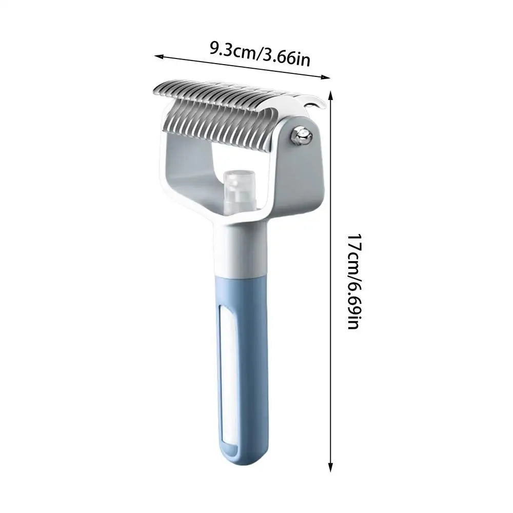 Pet Deshedding Brush – Dog & Cat Grooming Comb with Mist Pet Grooming Brush PLUSH Blue