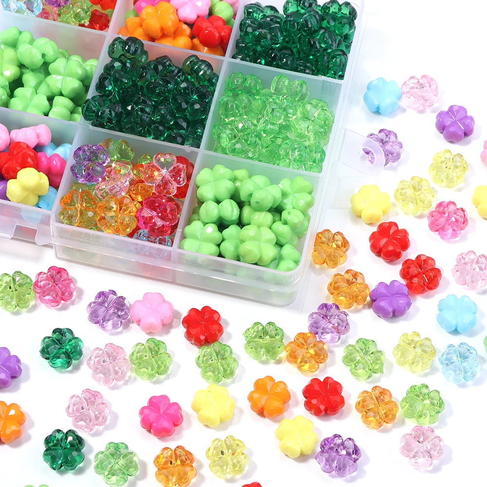 50-100pcs Four Leaf Flower Acrylic Spacer Beads | DIY Jewelry Acrylic Spacer Beads PLUSH