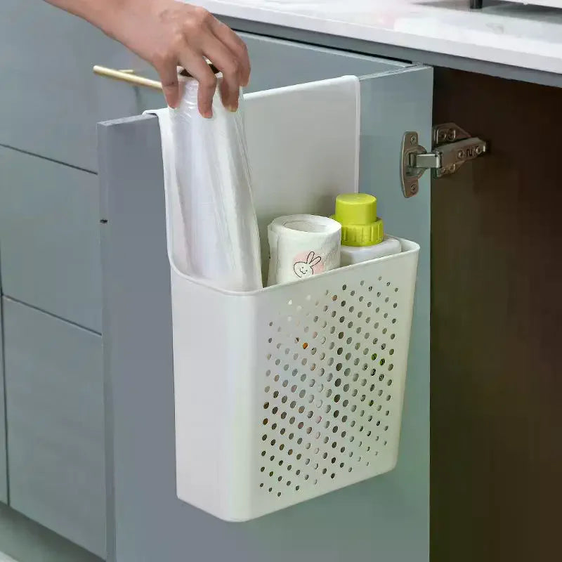 Over Cabinet Door Hanging Storage Basket – No-Drill Organizer Cabinet Door Organizer PLUSH