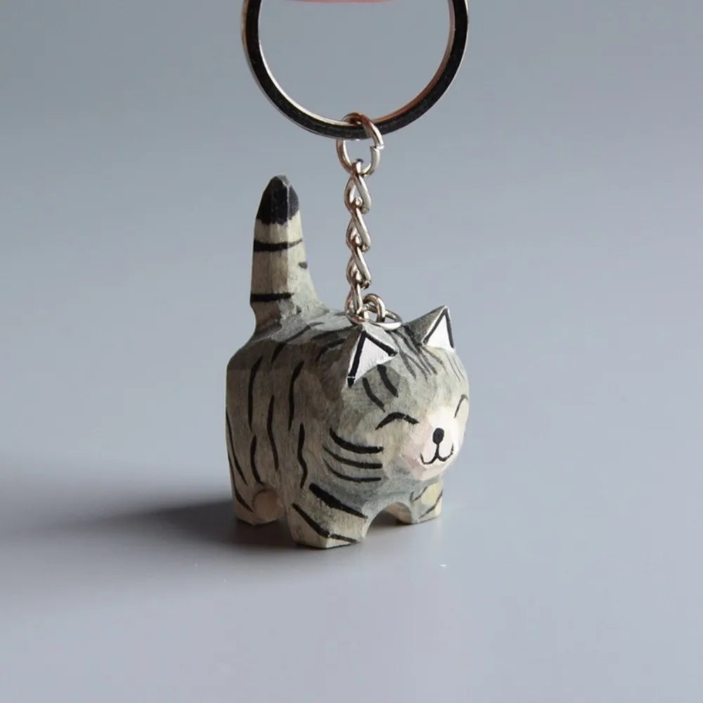 Handmade Wooden Cat Keychain – Kawaii Ragdoll & Siamese Pendant Wooden Cat Keychain PLUSH