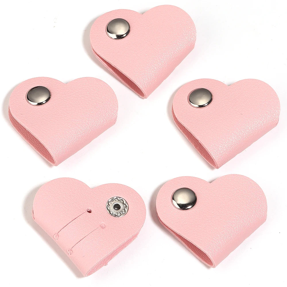 5pcs Heart PVC Cable Clips – Cord & Wire Organizer Holder Cable Organizer Clips PLUSH pink