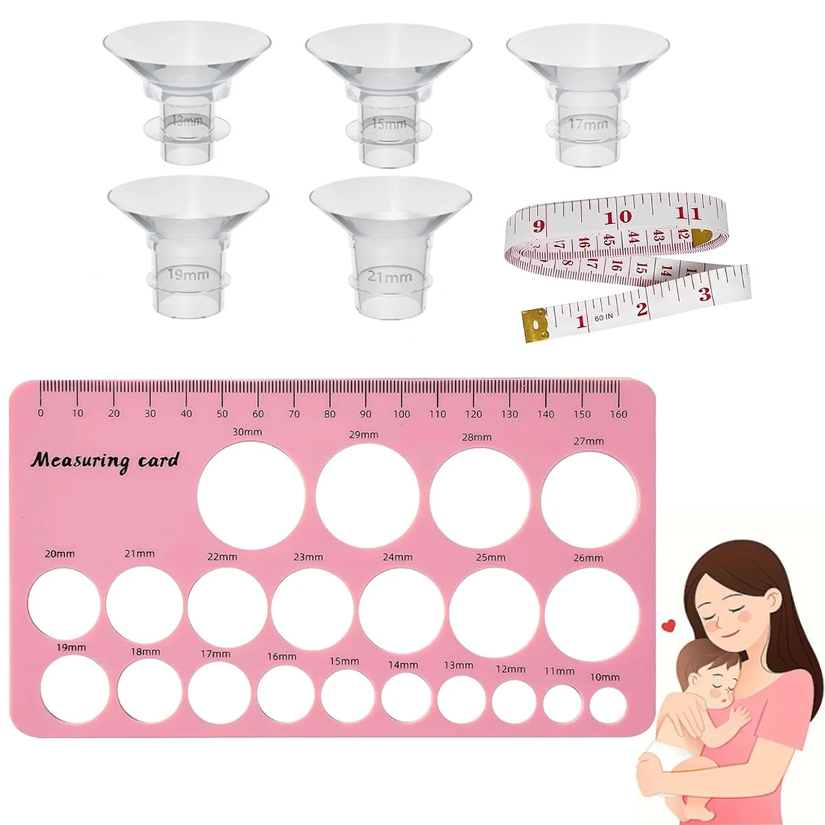 Silicone Flange Sizing Kit 5pcs 13–21mm for 24mm Breast Pumps Breast Pump Accessory PLUSH