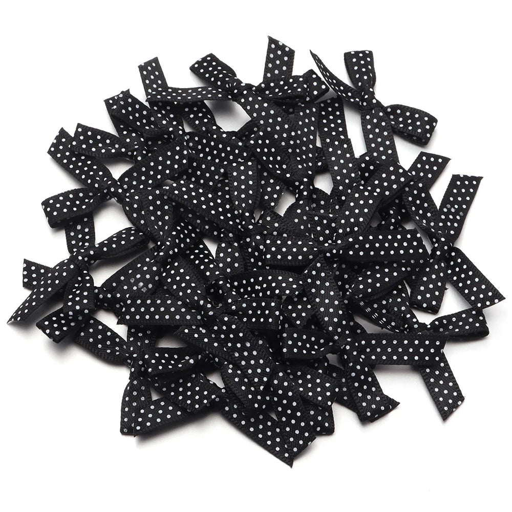 30pcs Polka Dot Ribbon Bows – DIY Hair & Sewing Craft Ribbon Bow Craft Supplies PLUSH black