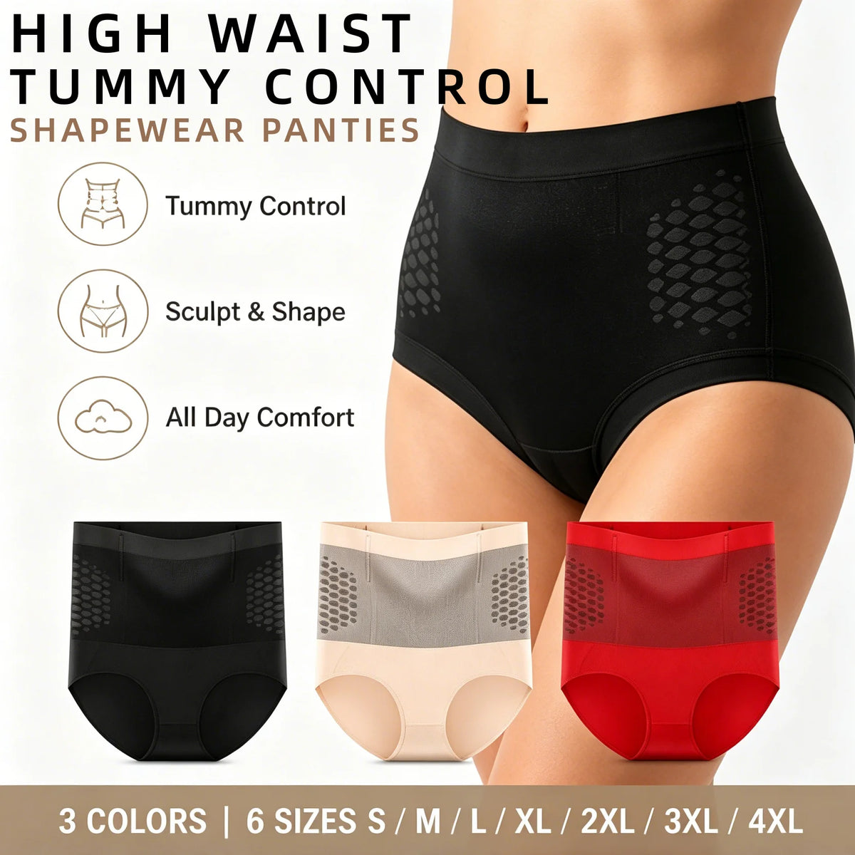Zeriluna High Waist Shapewear Panties – Tummy Control & Butt Lift Shaping Panties PLUSH
