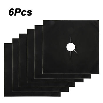 Gas Stove Protection Pads – Reusable, Washable & Heat-Resistant Stove Protector Pad PLUSH Black-6PCS