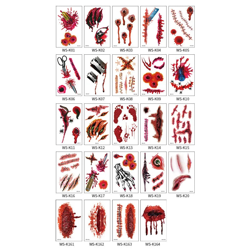 Halloween Temporary Tattoo Sticker – Realistic Stitched Wound FX Temporary Tattoo Sticker PLUSH