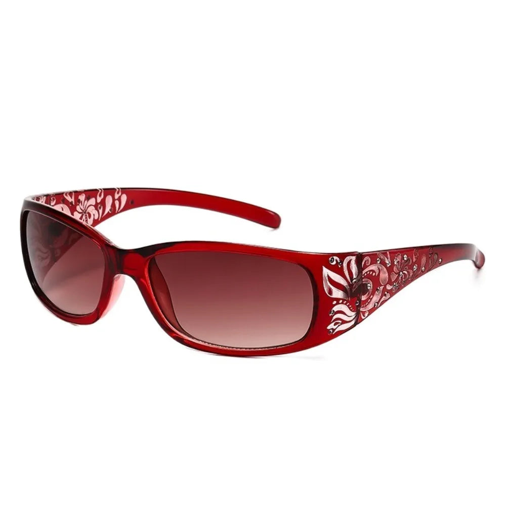 Y2K Rhinestone Cat Eye Sunglasses UV400 Korean Style Fashion Sunglasses PLUSH Wine Red