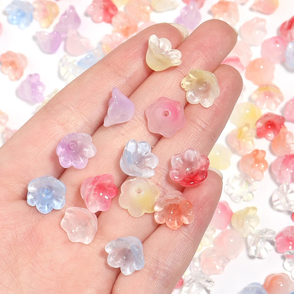 50pcs Lily of the Valley Lampwork Glass Spacer Beads – DIY Jewelry Lampwork Glass Beads PLUSH