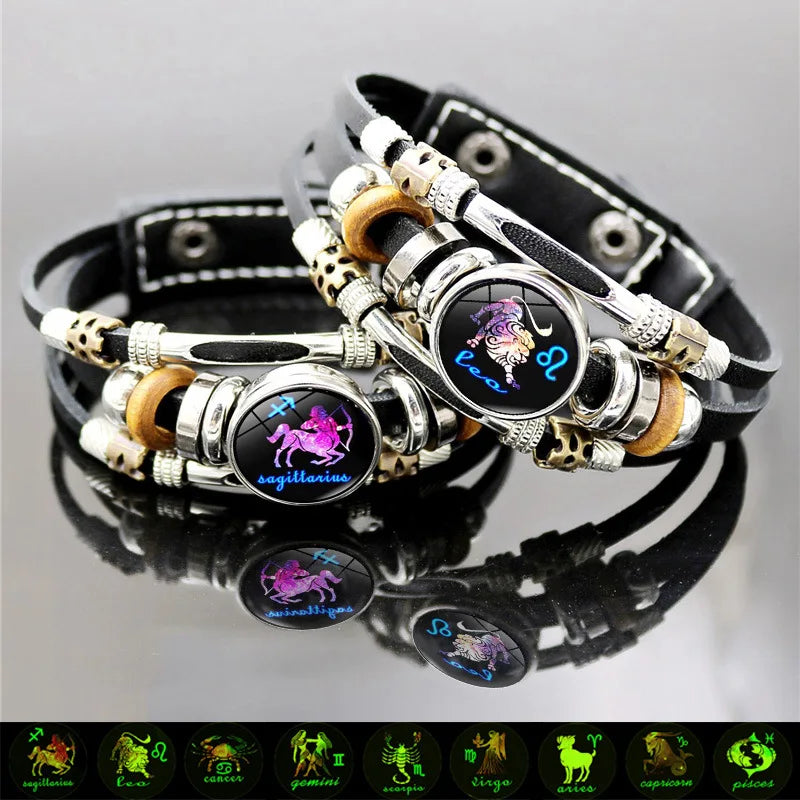 Luminous Constellation Leather Bracelet – Unisex Multilayer Charm Bracelet PLUSH