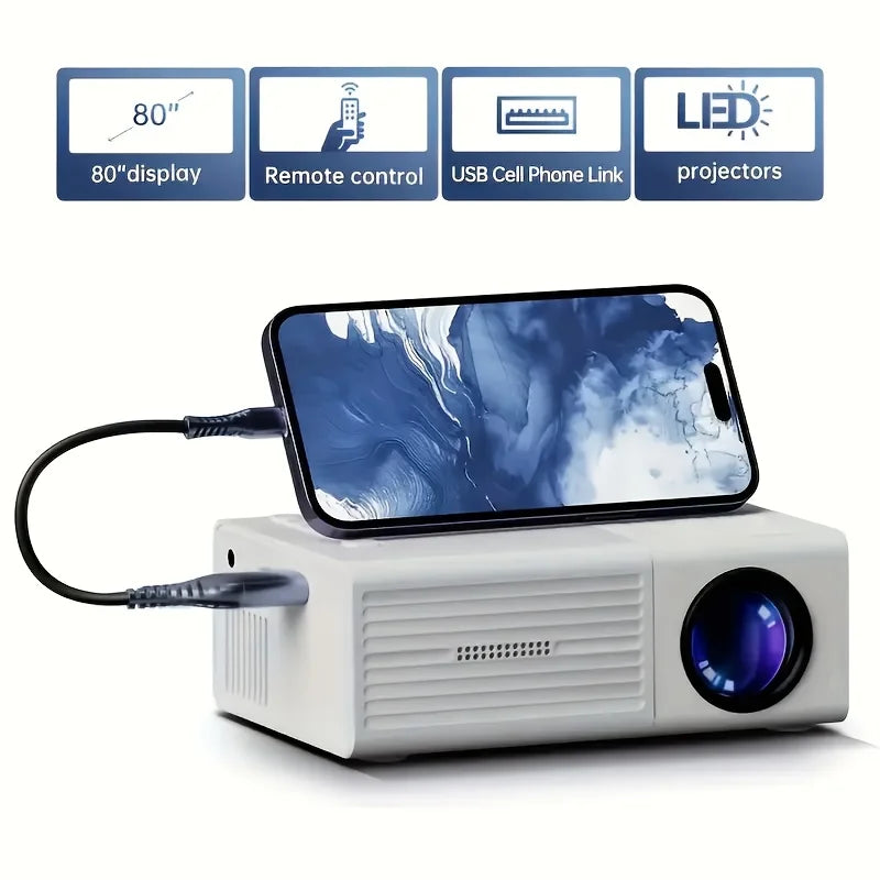 Portable 1080P Projector USB Remote – Phones, Tablets & Laptops Portable Projector PLUSH