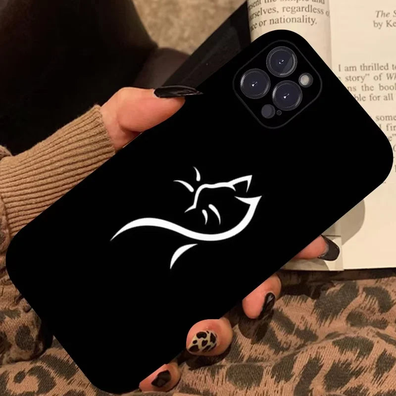 Cute Black Cat iPhone Case – iPhone 7 to 15 Pro Max Cover Phone Case PLUSH