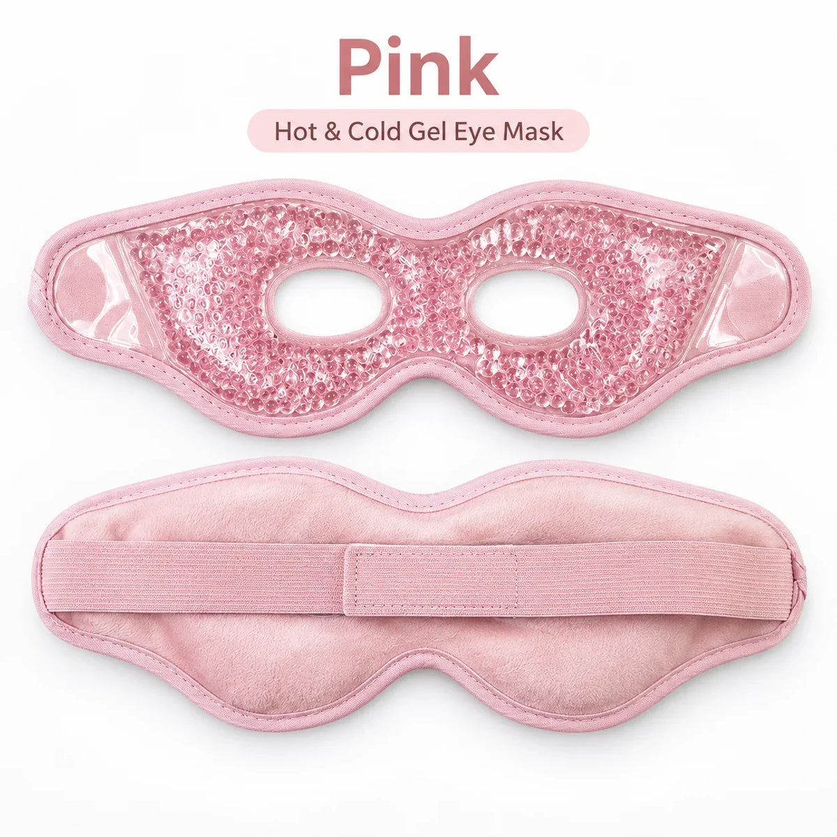 Reusable Hot Cold Gel Bead Eye Mask with Holes – Plush Compress Gel Eye Mask PLUSH Pink