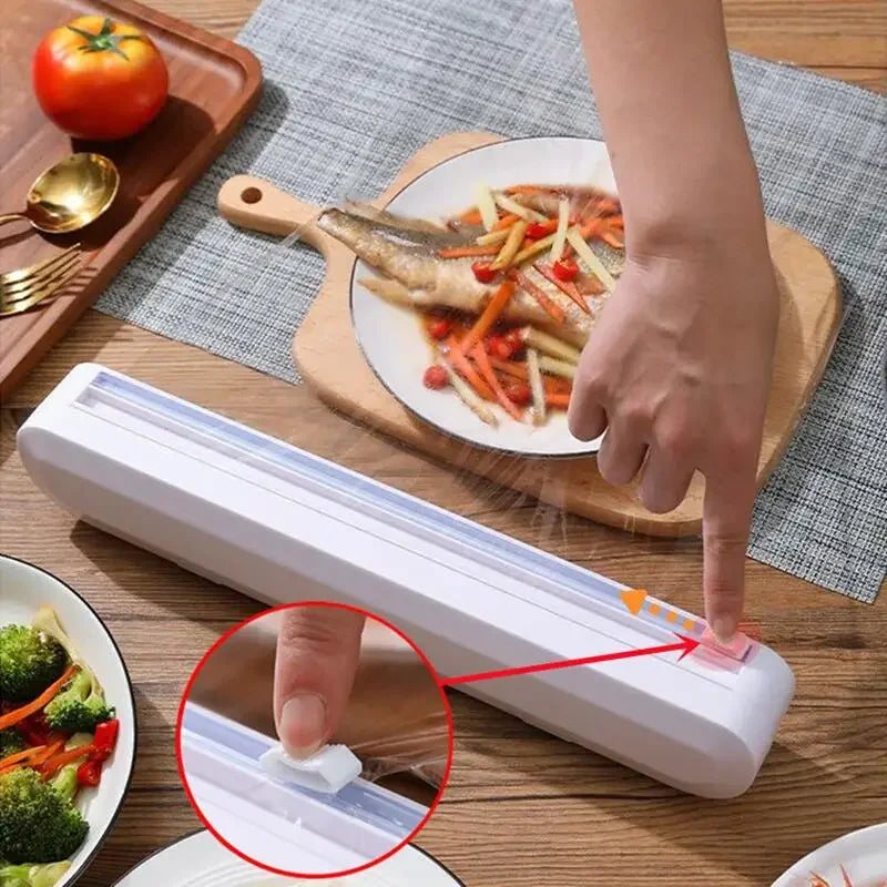 Cling Wrap & Foil Dispenser with Cutter | Kitchen Organizer Wrap Dispenser PLUSH