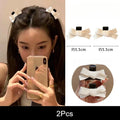 2Pcs Satin Bow Hair Claw Clips Black Red – Korean Style Bow Hair Clips PLUSH White