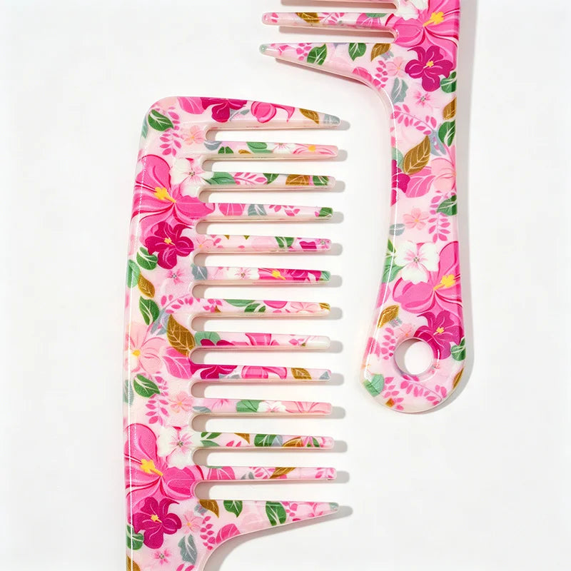 3-Piece Floral Hair Comb Set – Wide Tooth, Highlight & Tail Hair Comb Set PLUSH