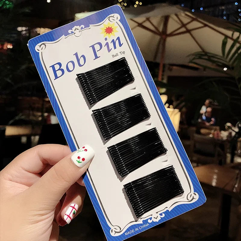 Women's Black Bobby Hair Clips & Barrettes 4–7cm Wave Straight Hair Clips & Barrettes PLUSH No.10 4cm