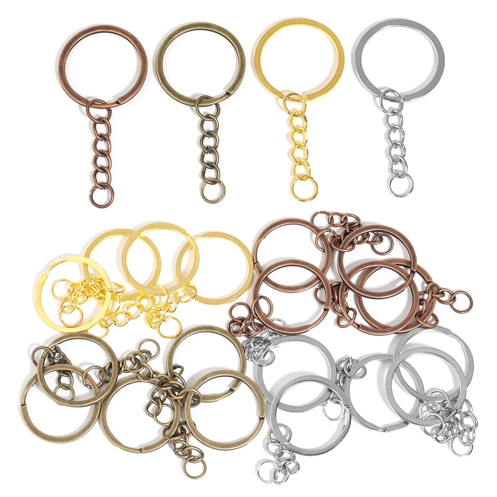 28mm Metal Split Key Rings with Chain – DIY Jewelry 5-20pcs Jewelry Making Findings PLUSH