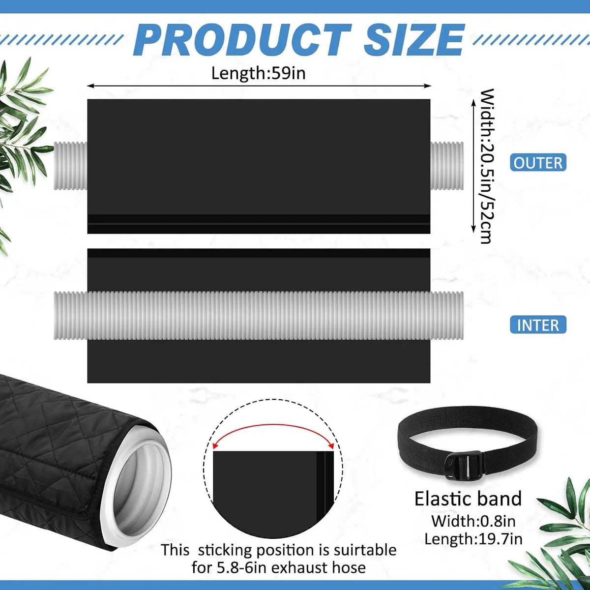Flexible Heat Insulation Sleeve for Portable AC Exhaust Hose AC Hose Insulation PLUSH