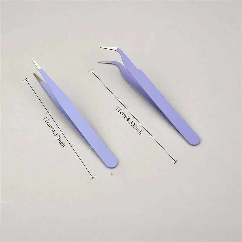 2pcs Stainless Steel Precision Tweezers – Straight & Curved Precision Tweezers Set PLUSH