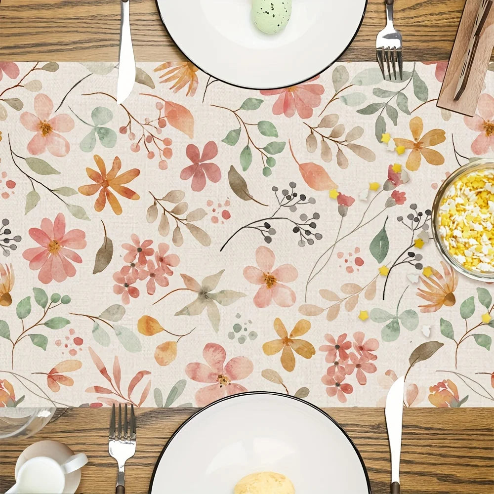 Watercolor Floral Table Runner – Garden, Wedding & Home Décor Table Runner PLUSH