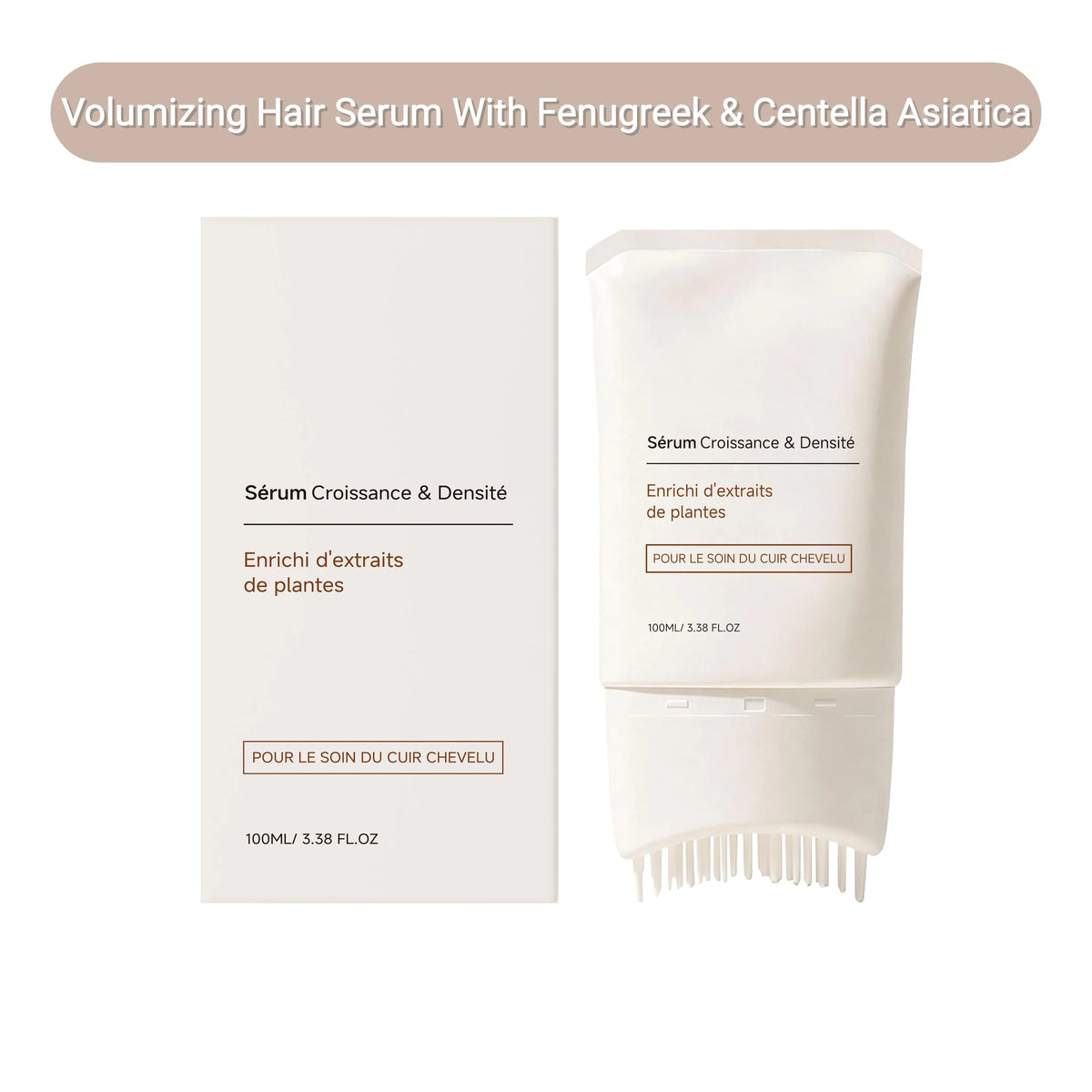 Volumizing Hair Serum – Fenugreek & Centella Asiatica + Brush Scalp Hair Serum PLUSH 100ml Boxed