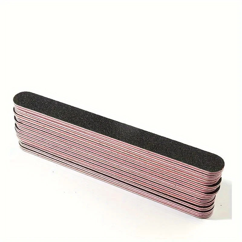 10pcs Double-Sided Nail File Set – Washable Black Sandpaper Nail File Set PLUSH