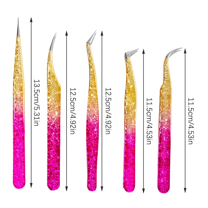 Gradient Stainless Steel Lash Extension Tweezers – Precision Lash Extension Tweezers PLUSH