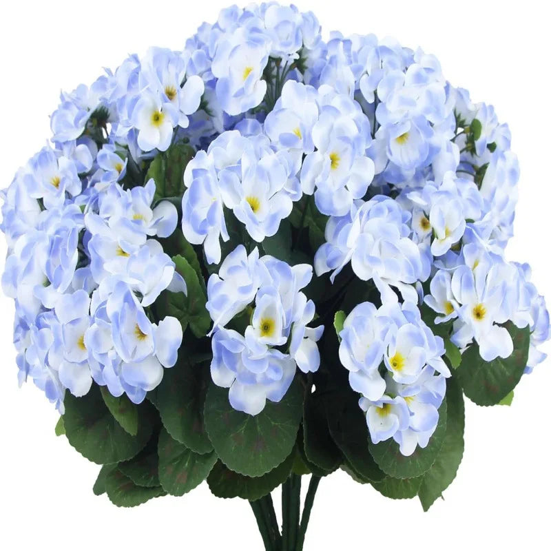 Violet Artificial Silk Flowers – Begonia Geranium Home Decor Artificial Silk Flowers PLUSH Blue 5PCS